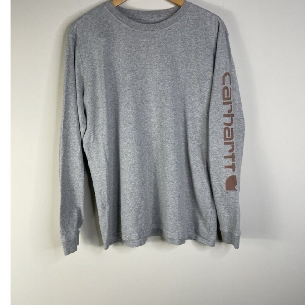 Carhartt Boys  Long Sleeve Gray Shirt Logo Sleeve Original Fit Size -12-14